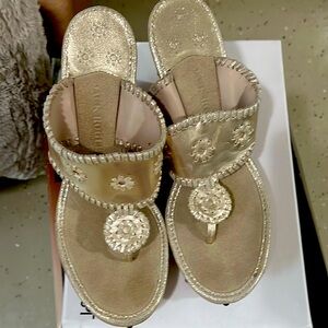 Jack Rogers Gold Metallic Wedges size 11